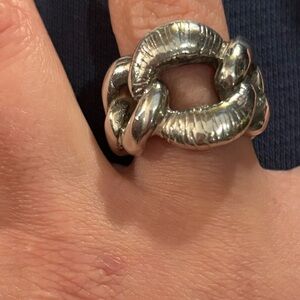 Italian Sterling Silver 925 Chunky Chain Link Ring Statement